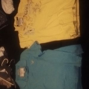 2 mens american eagle collar shirts with 3 buttons
